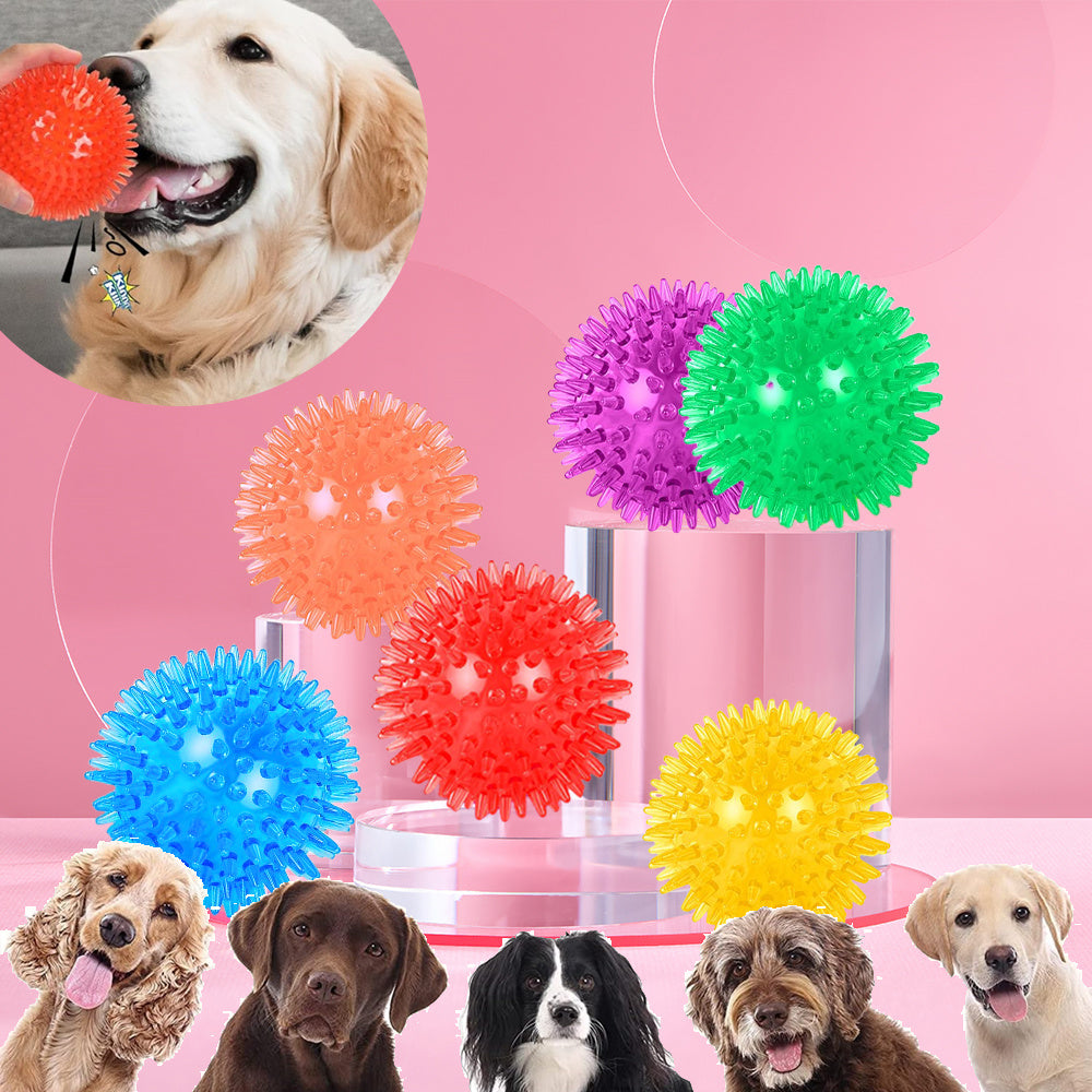 6 Pack Squeaky Dog Toy Balls, Floating Dog Pool Balls, Spiky Dog Balls Water Toys, Durable Interactive Fetch Toys for Puppy, Dog Chew Toys for Teething
