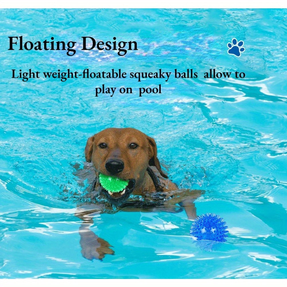 6 Pack Pet Chase Balls Dog Chew Toys Squeaky Dog Toy Balls Spiked Dog Balls for Vigorous Chewing Christmas Gifts Spiked Ball Toys for Teeth Cleaning and Training, Without Battery