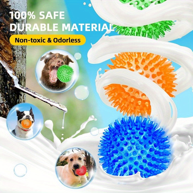 6 Pack Squeaky Dog Toy Balls, Floating Dog Pool Balls, Spiky Dog Balls Water Toys, Durable Interactive Fetch Toys for Puppy, Dog Chew Toys for Teething