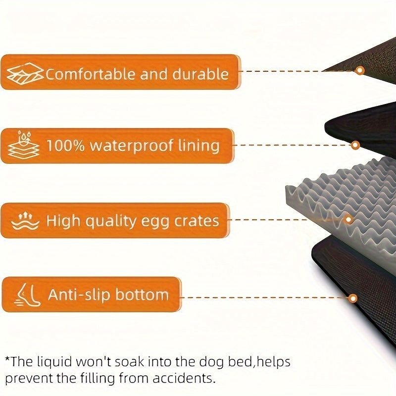 XXL Dog Crate Bed - Indestructible Orthopedic High Quality Dog Bed for Large Dogs, Removable Washable Cover, Chew Proof, Suitable for Dogs Up to 130 Lbs, Caramel-Christmas Dog Stuff Clearance