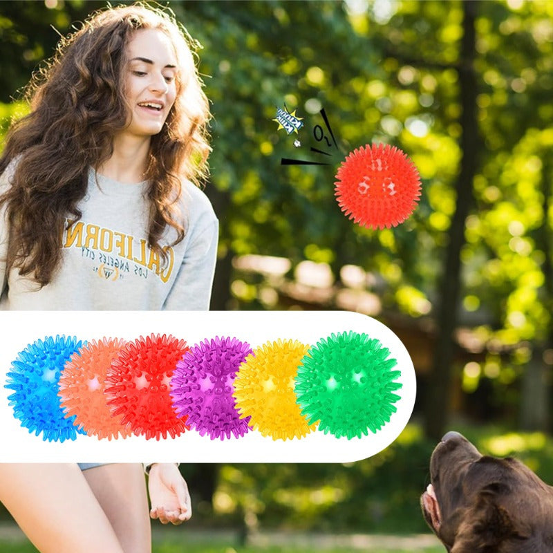 6 Pack Squeaky Dog Toy Balls, Floating Dog Pool Balls, Spiky Dog Balls Water Toys, Durable Interactive Fetch Toys for Puppy, Dog Chew Toys for Teething