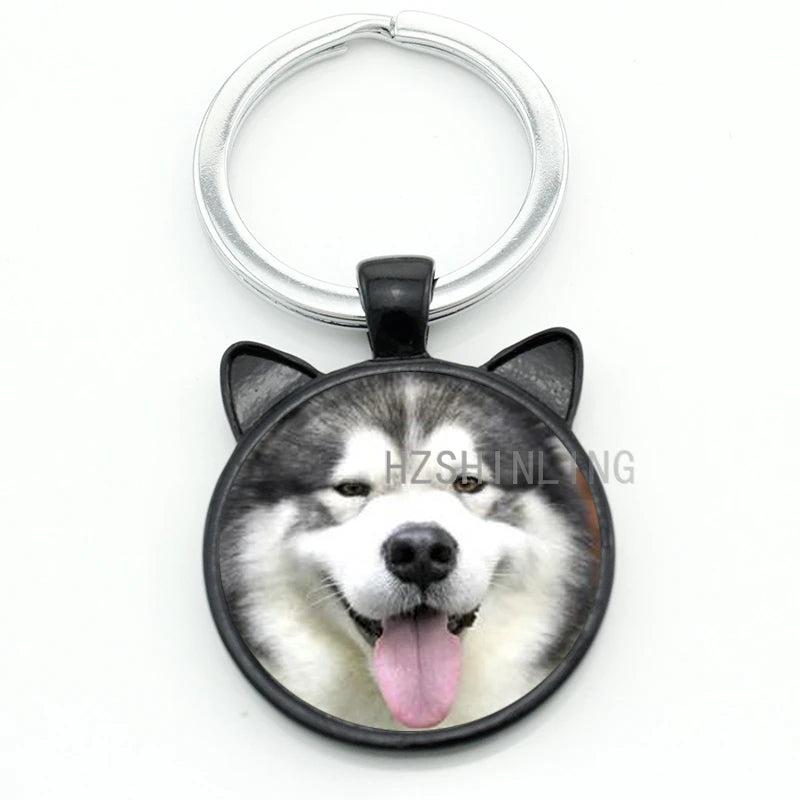 TAFREE New Trendy handmade dog keychain Happy Alaskan Malamute Pug Husky key chain ring holder vintage men women keyring CN746