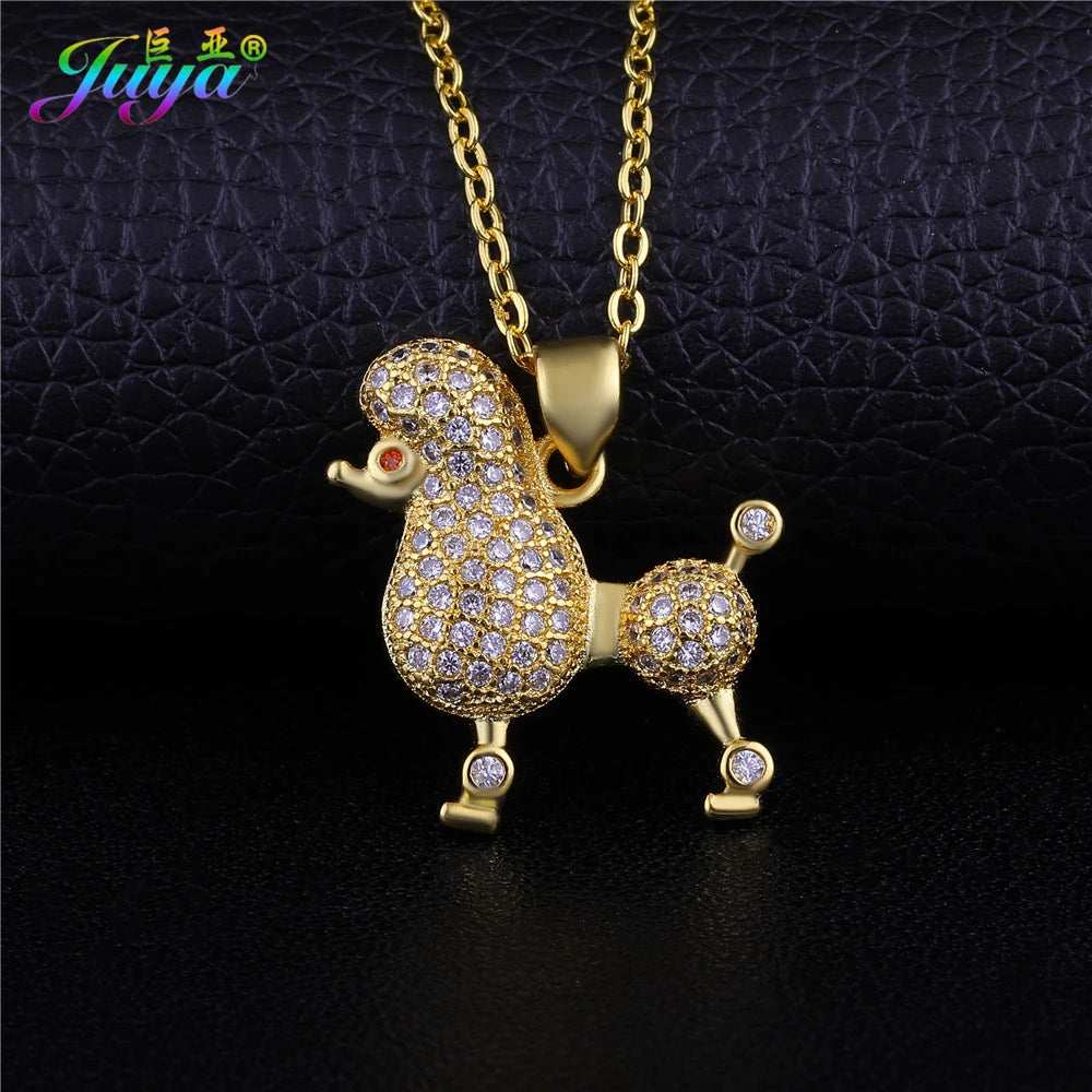 Juya DIY Sorority Jewelry Making Pendant Micro Pave Zircon Sigma Gamma Rho Poodle Dog Pendant For Women Necklace Bracelet Making