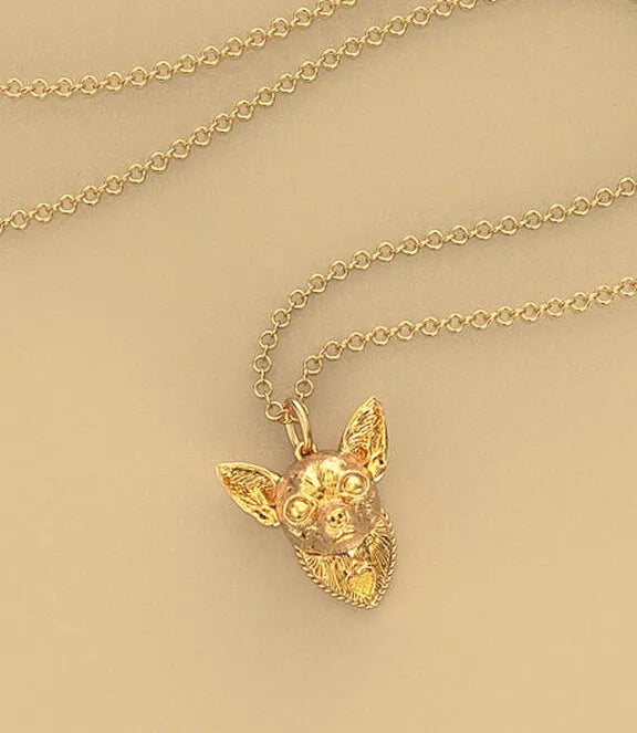 Chihuahua necklace metal cartoon dog pendant jewelry golden colors plated