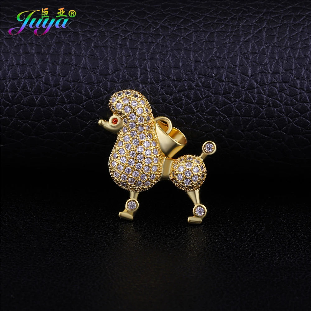 Juya DIY Sorority Jewelry Making Pendant Micro Pave Zircon Sigma Gamma Rho Poodle Dog Pendant For Women Necklace Bracelet Making