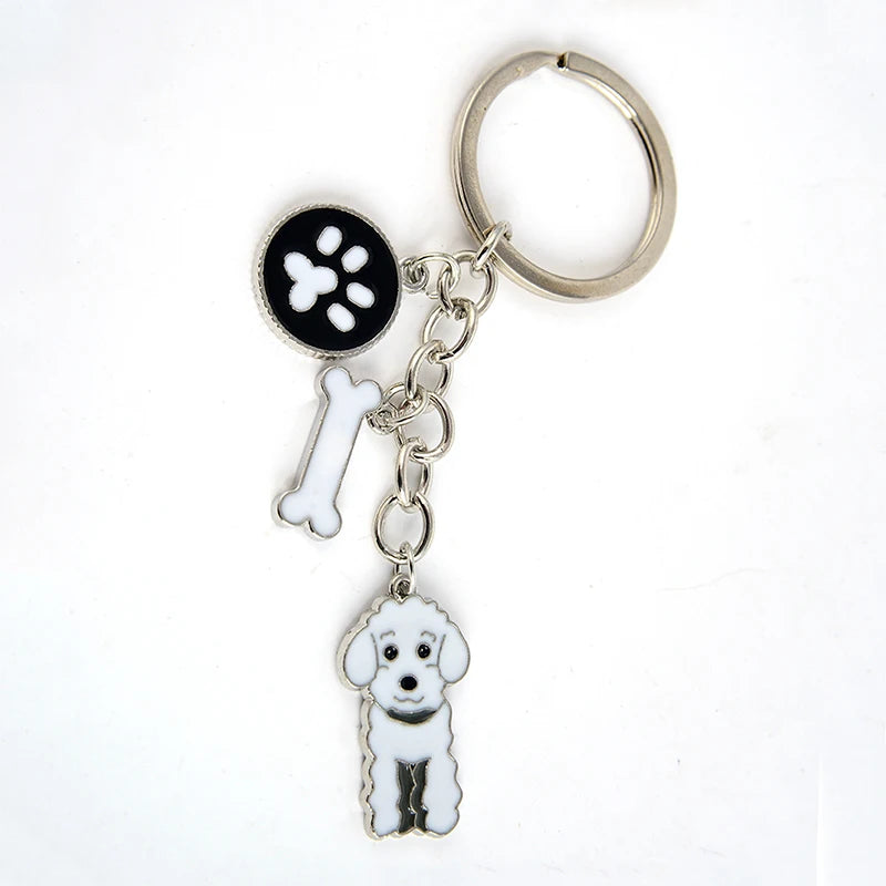 Poodle Teddy Dog Pendant Key Chains For Women Men Girls Metal Car Key Ring Keychain Bag Charm DIY Accessories Couple Lover gift