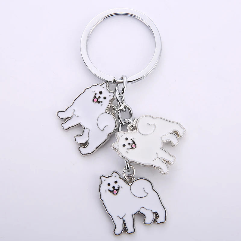 Keychains Hot Samoyed Animal Dogs Keychain Metal Pendant Charm Handmade Gifts For Pet Lovers Dog Jewelry Woman Key Ring Holder