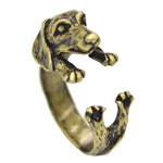 QIAMNI Handmade Dachshund Dog Puppy Animal Rings for Women Girls Pet Lover Gift Boho Chic Hippie Brass Knuckles Rings Jewelry