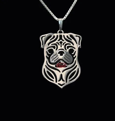 dog necklace Handmade pug necklace Carved hollow pendant jewelry golden colors plated in stock fast delivery
