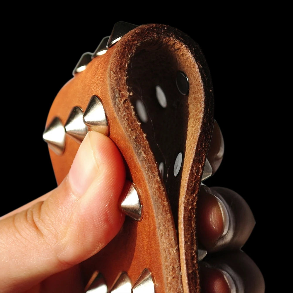 Pug Dog Collar Leather Adjustable Spikes Pet Collar For Small Medium Large Dogs Black Brown Bull Dog coleira