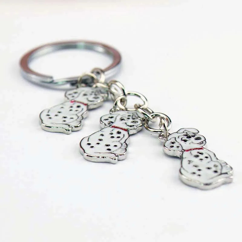 Dalmatian dog pendant key chains for men women white gold color metal alloy pet bag charm car keychain key ring holder keyring