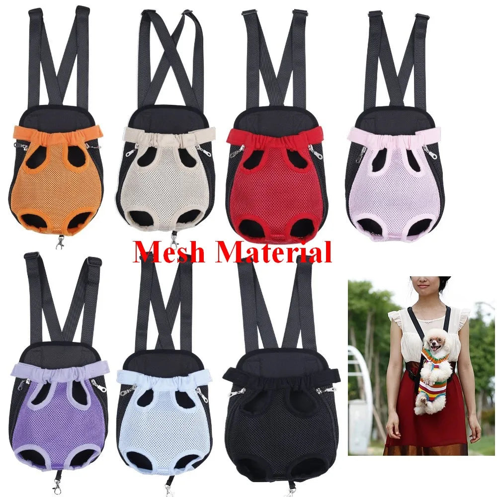 HQ Pet Carrier Dog Front Chest Backpack Five Holes Backpack Dog Outdoor Carrier Tote Bag Sling Holder Mesh Cat Puppy Carrier