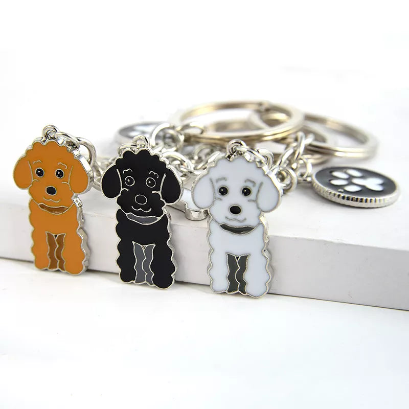 Poodle Teddy Dog Pendant Key Chains For Women Men Girls Metal Car Key Ring Keychain Bag Charm DIY Accessories Couple Lover gift