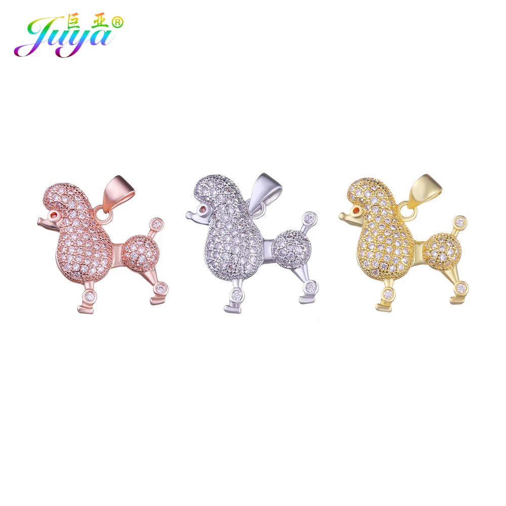 Juya DIY Sorority Jewelry Making Pendant Micro Pave Zircon Sigma Gamma Rho Poodle Dog Pendant For Women Necklace Bracelet Making
