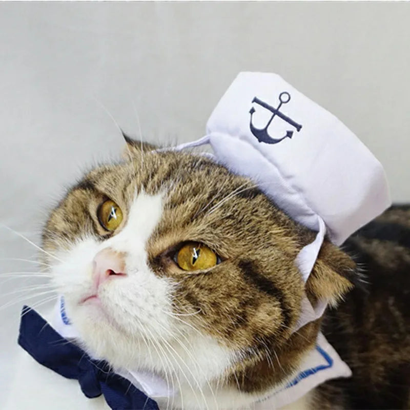 Funny Pet Cat Costumes Small Dog Rabbit Apparel Clothes For Halloween Cosplay Navy Sailor Clothes Jacket Cloak Dog Accessories