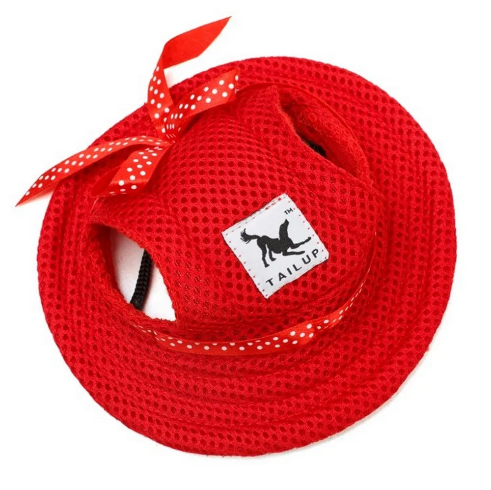 Princess Dog Hat Cat Cap Sunbonnet Small Pets Mesh strap Summer Outdoor Hike Sun Outdoor Hiking Sports