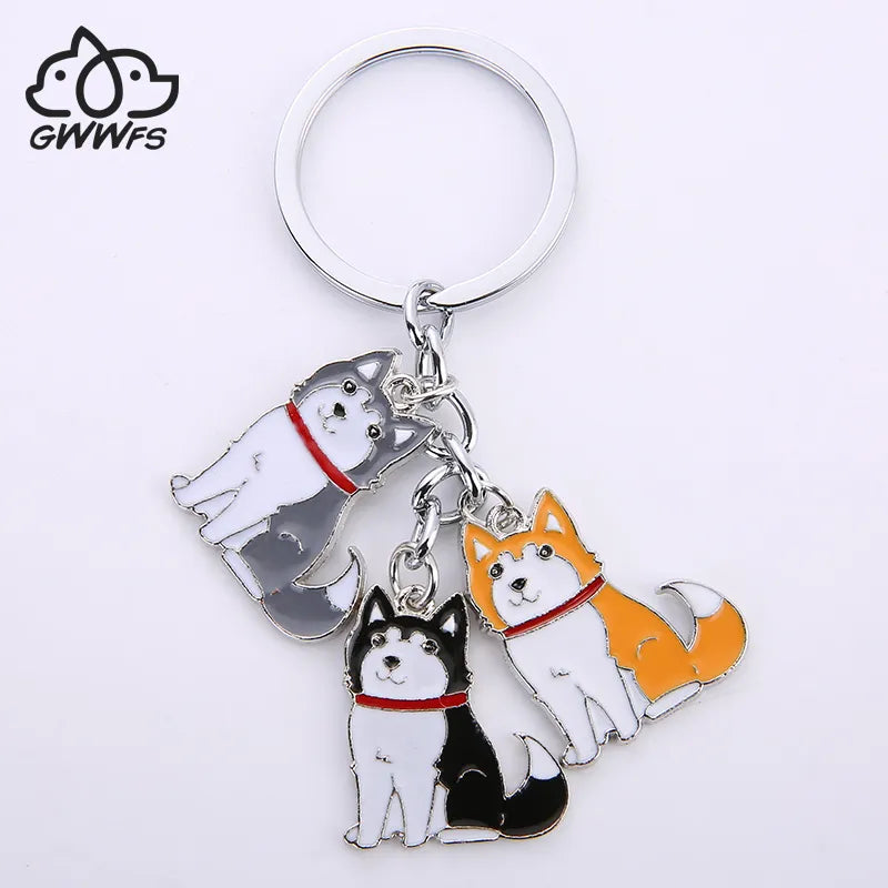 Siberian husky car key chains for men women pet dog pendant bag charm keychain key rings jewelry gifts