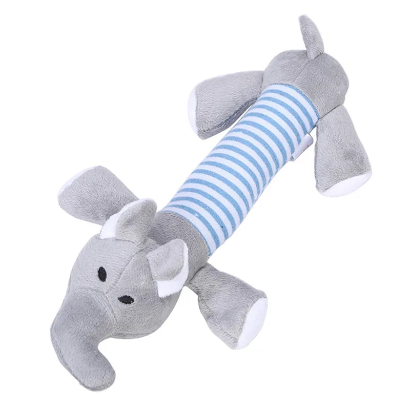 Popular Pet Dog Cat Funny Fleece Durability Plush Dog Toys Squeak Chew Sound Toy Fit for All Pets Elephant Duck Pig Plush Toys