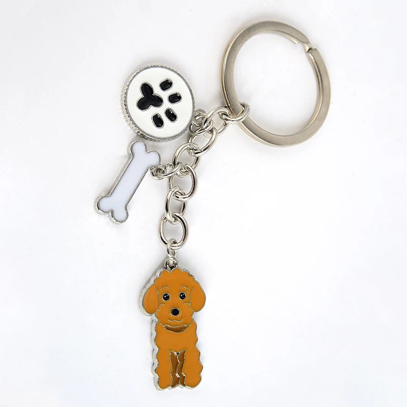 Poodle Teddy Dog Pendant Key Chains For Women Men Girls Metal Car Key Ring Keychain Bag Charm DIY Accessories Couple Lover gift