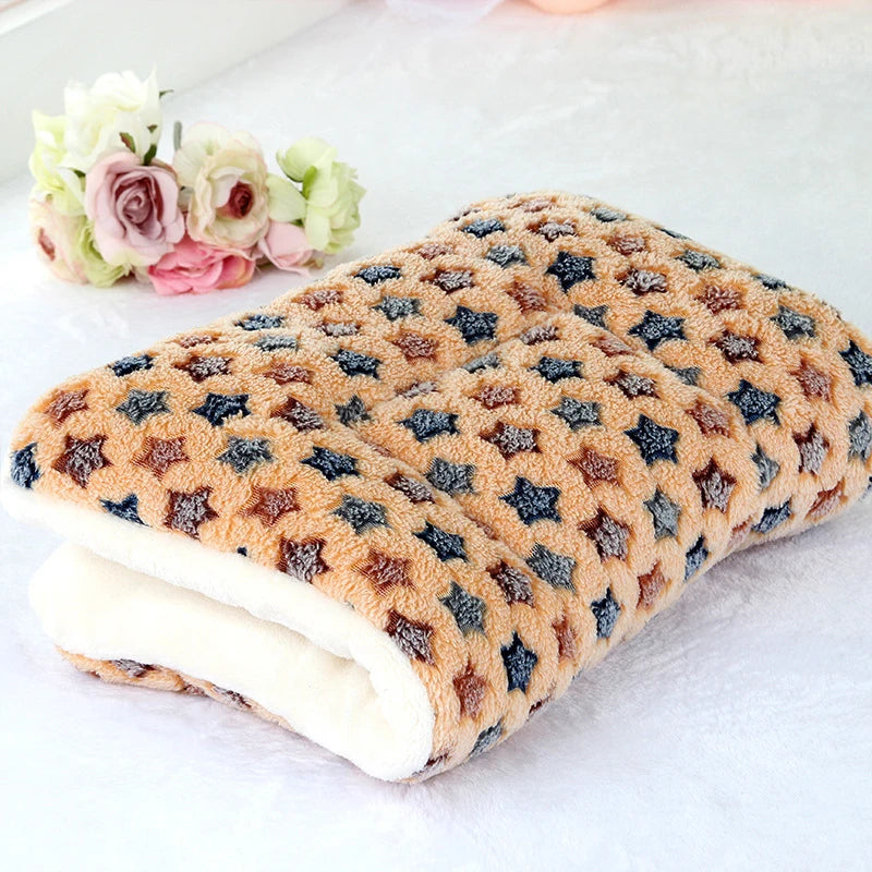 100*70cm Winter Lovely Pet Cushion dog Mat Warm Star Print Puppy Fleece Mattress small dogs Blanket Bed Cat Pad ZL289-1