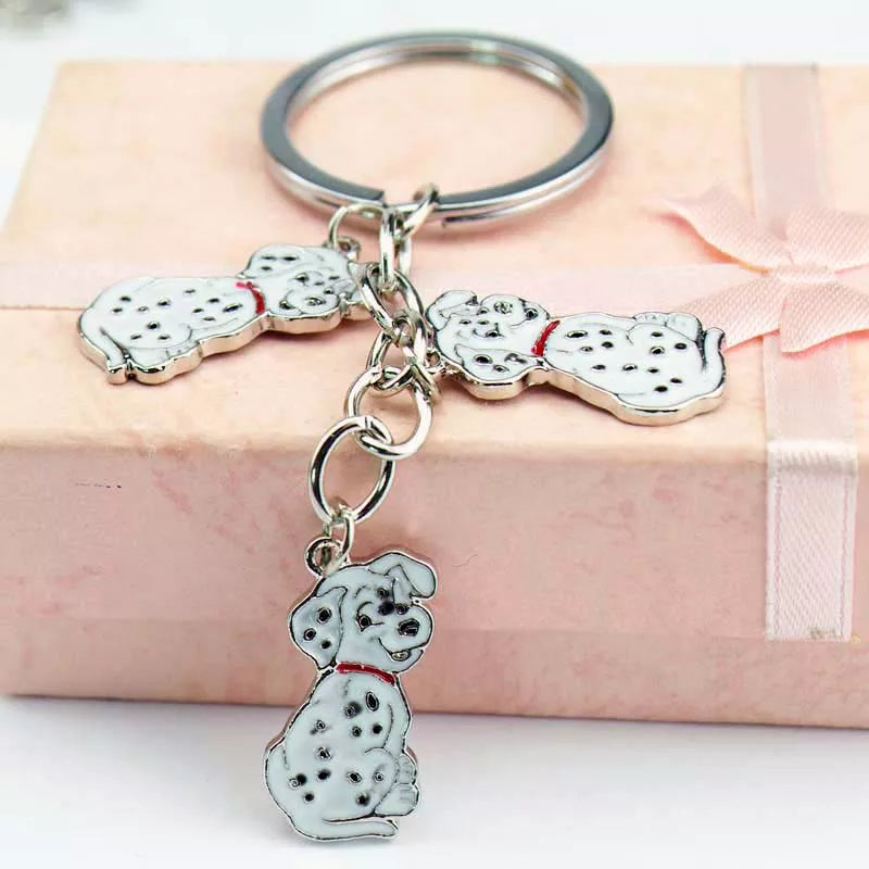 Dalmatian dog pendant key chains for men women white gold color metal alloy pet bag charm car keychain key ring holder keyring