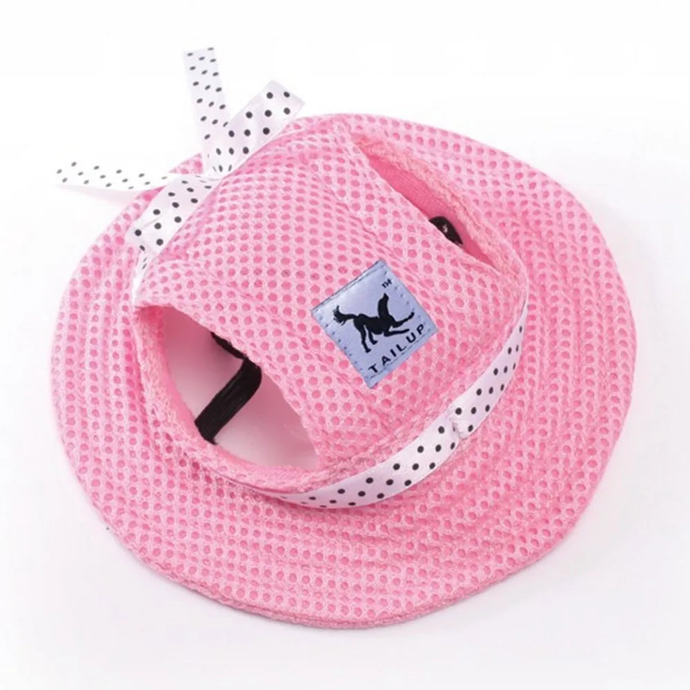 Princess Dog Hat Cat Cap Sunbonnet Small Pets Mesh strap Summer Outdoor Hike Sun Outdoor Hiking Sports