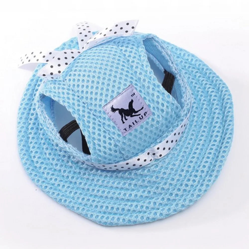 Princess Dog Hat Cat Cap Sunbonnet Small Pets Mesh strap Summer Outdoor Hike Sun Outdoor Hiking Sports