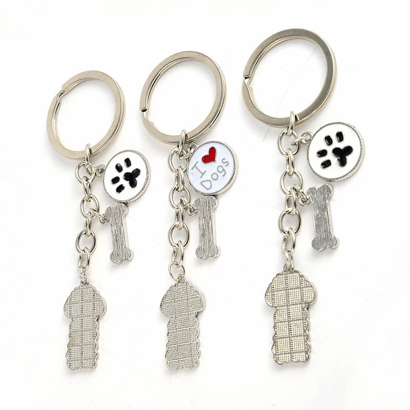 Poodle Teddy Dog Pendant Key Chains For Women Men Girls Metal Car Key Ring Keychain Bag Charm DIY Accessories Couple Lover gift
