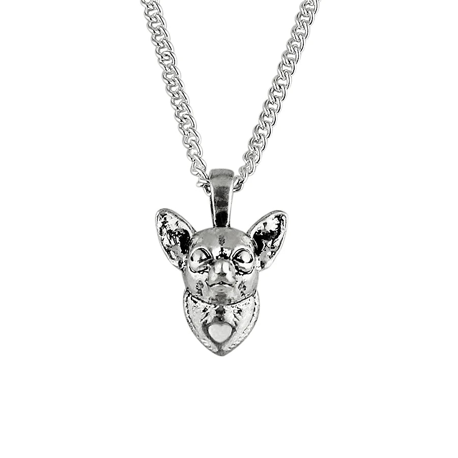 Chihuahua necklace metal cartoon dog pendant jewelry golden colors plated