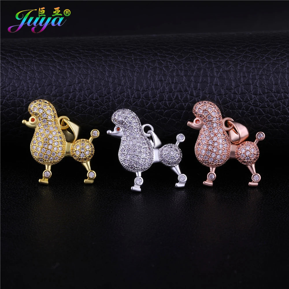 Juya DIY Sorority Jewelry Making Pendant Micro Pave Zircon Sigma Gamma Rho Poodle Dog Pendant For Women Necklace Bracelet Making