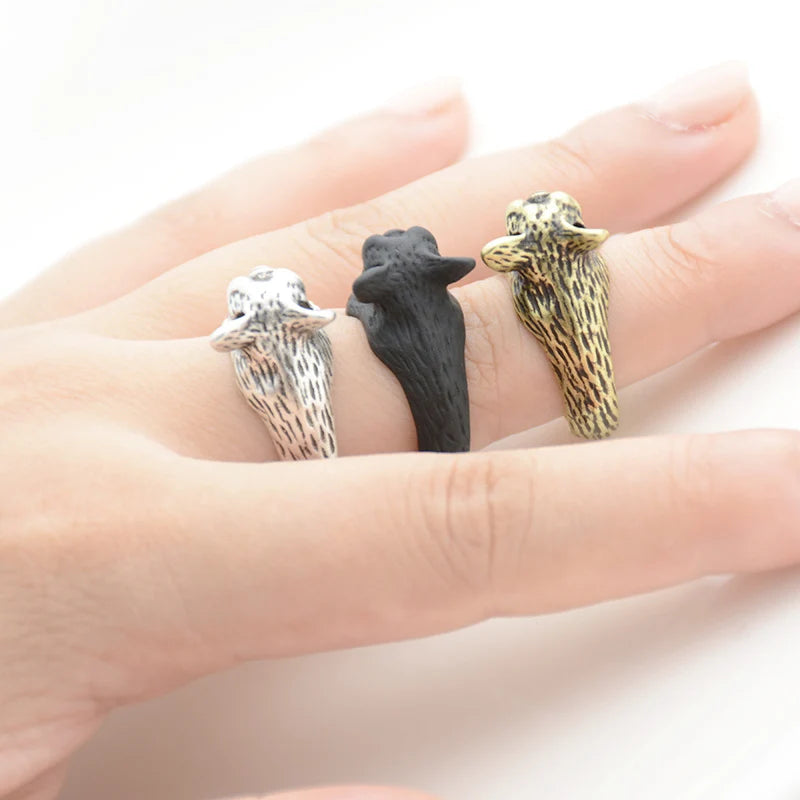 Retro Punk French Bulldog Dog Ring For Women Men Anel Boho Brass Knuckle Anillos Masculino Couple Rings For Pet Lovers Jewelry