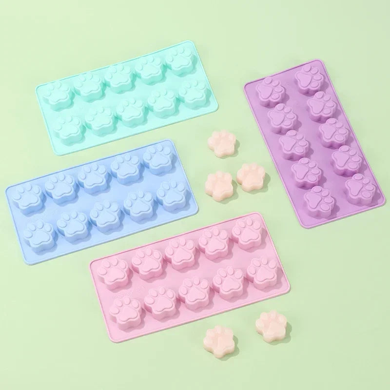 Silicone Molds Puppy Dog Paw and Dog Bone Silicone Dog Treat Molds for Baking Chocolate Candy Jelly Ice Cube Tray Dog Treats