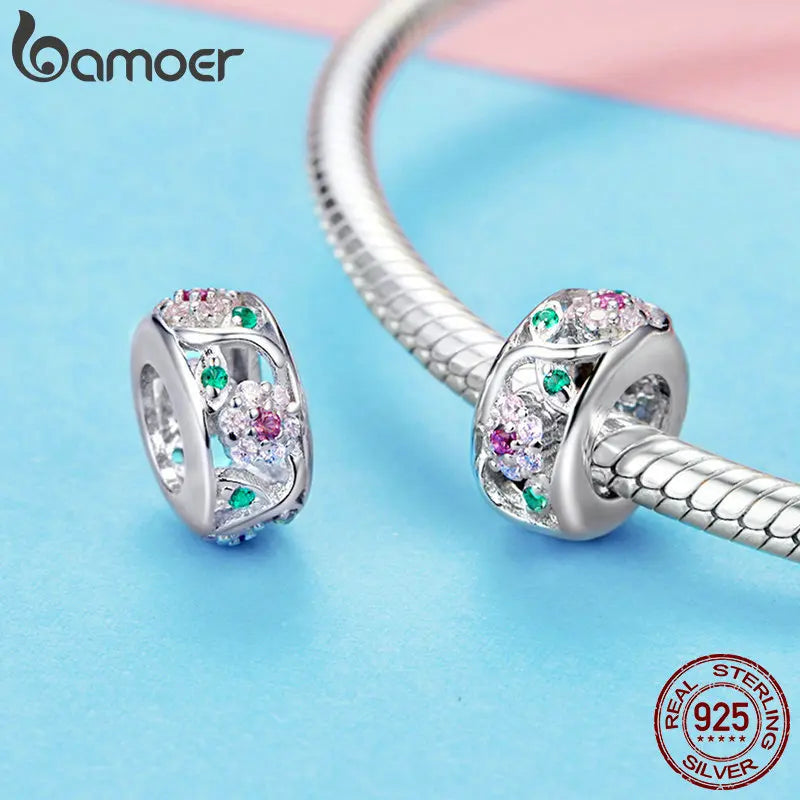 BAMOER Authentic 925 Sterling Silver Dog Animal Footprint Cat Heart LOVE Spacer Charm Fit Bracelet DIY Original SCC594
