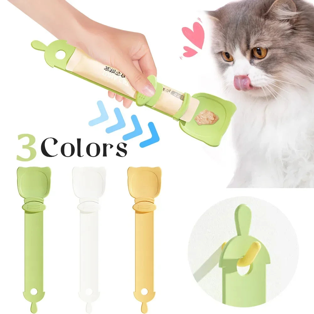 Feed Spoon Food Scoop Cat Treat Bars Squeezer Cereal Dispenser Puppy Kitten Snack Liquid Food Scoop Kitty Treat Accessories