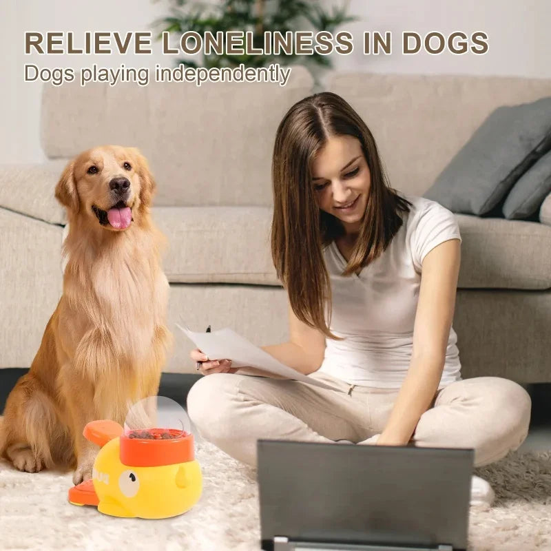 Pet Treat Dispenser-Interactive Dog Toys, Anti Gulping Duck Slow Feeder,cat Dog Treat Dispensing with Button,for Dogs Training