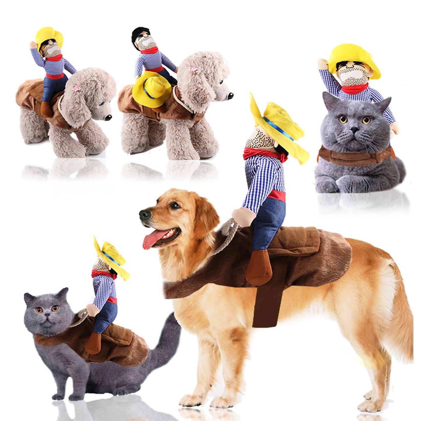 Pet Cowboy Costume Halloween Funny Role Play Creative Dachshund Chihuahua Pug Bulldog Kitten Puppy Pet Novelty Party Costume