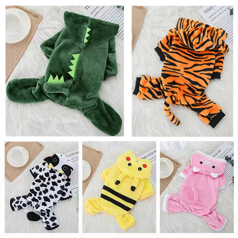 Halloween Pet Dog Clothes Soft Warm Fleece Dogs Jumpsuits Pet Clothing For Small Dogs Puppy Cats Hoodies Yorkshire Costume Coats