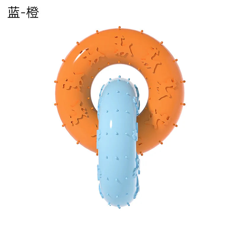 Dog Chew Toys for Cleaning Teeth Pink Soft Rubber Bone Funny Ball Interactive Donut Treat for Small Medium Dogs Pet Gifts
