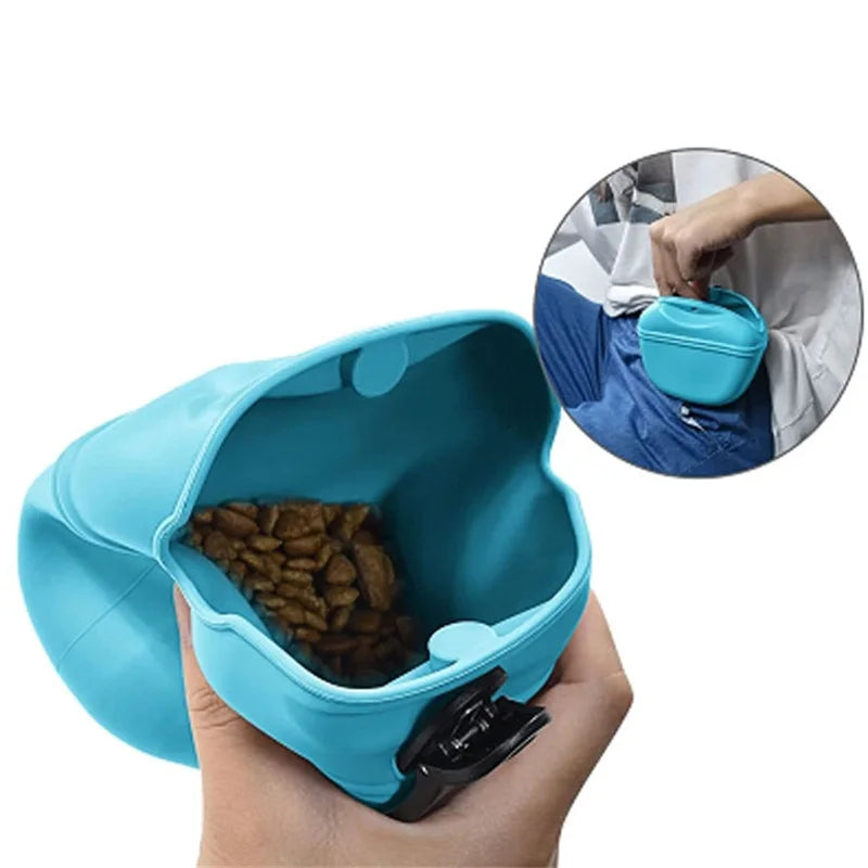 Silicone Dog Treat Bag Pet Portable Dog Training Waist Bag Outdoor Feeder Puppy Snack Pouch Food Reward Storage Bag Pet Supplies