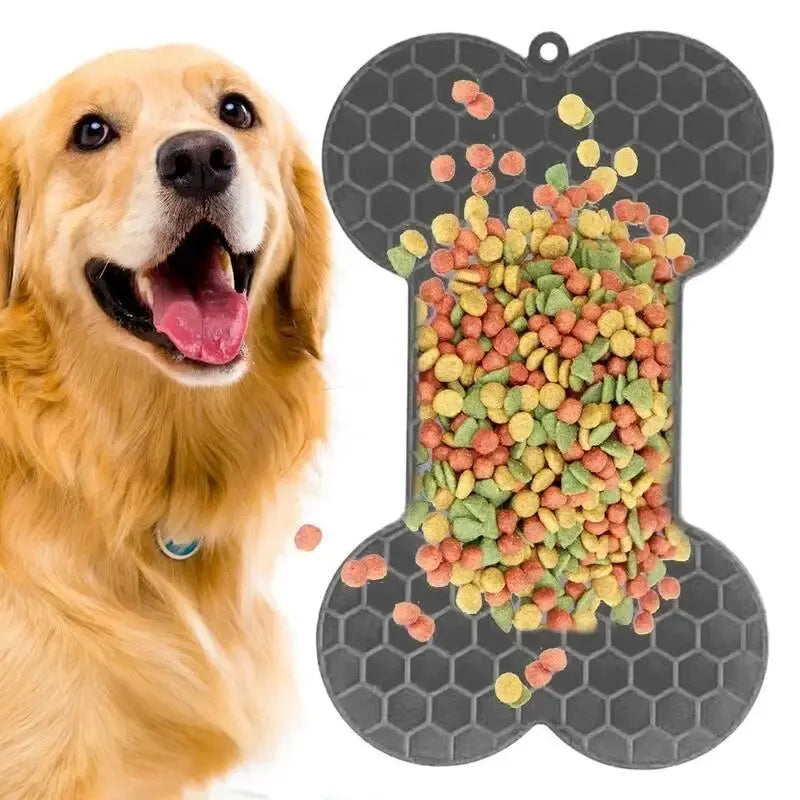 Bone-Shaped Silicone Dog Lick Pad - Relieve Boredom & Anxiety with Delicious Treats!