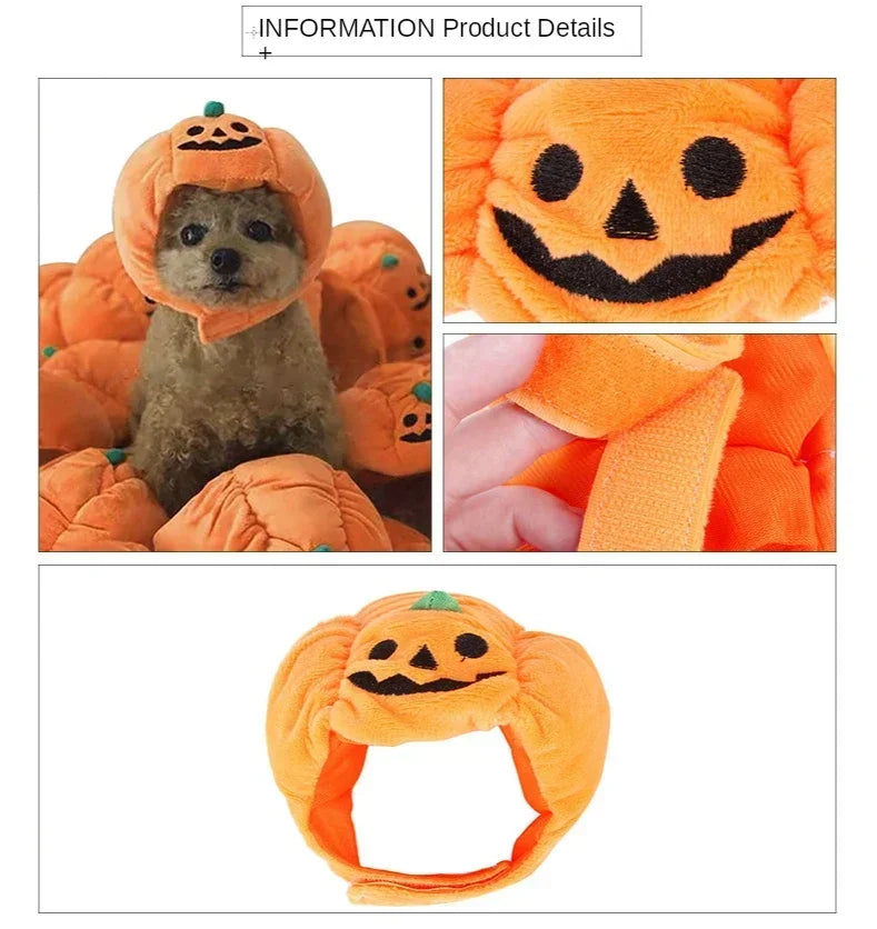 Halloween Pet Cat Dog Pumpkin Hat Halloween Ghost Day Decorative Supplies Small Medium and Large Dogs Teddy Fadou Headgear