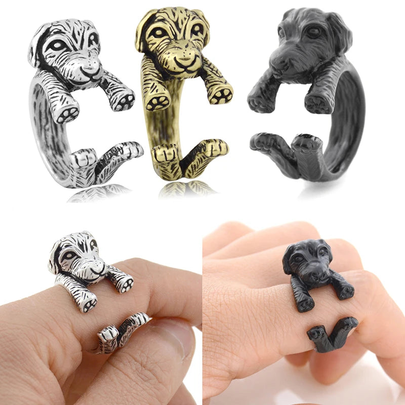 6 Style Pug & Poodle & Bichon & Chihuahua & Goldendoodle Dog Ring for Women Animal Midi Finger Metal Rings for Girls Men Jewelry