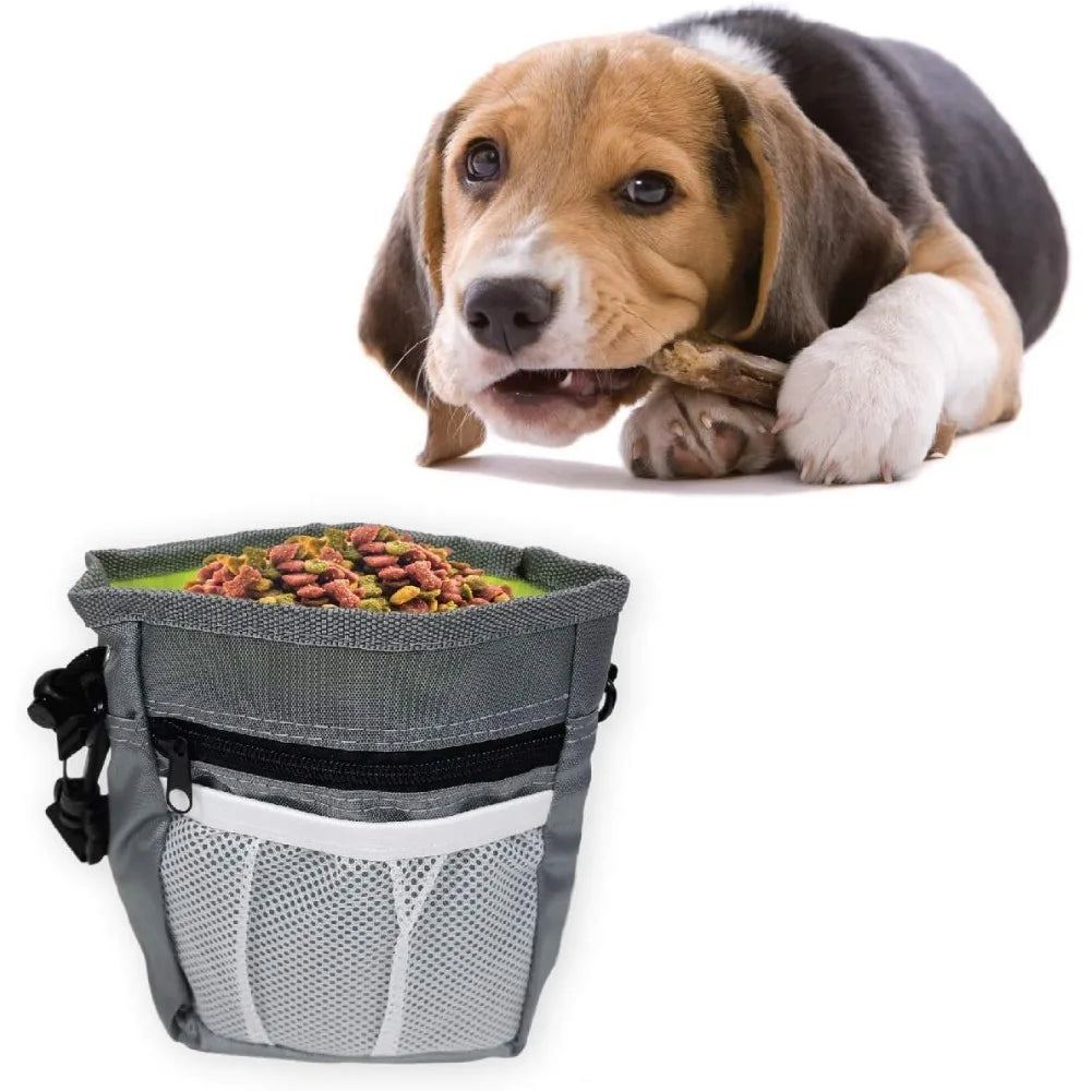 Pets First Dog Treat Training Pouch - Treat Bag for Kibble, Food, Toys, Accessories with Built-in Poop Bag Dispenser - Holder