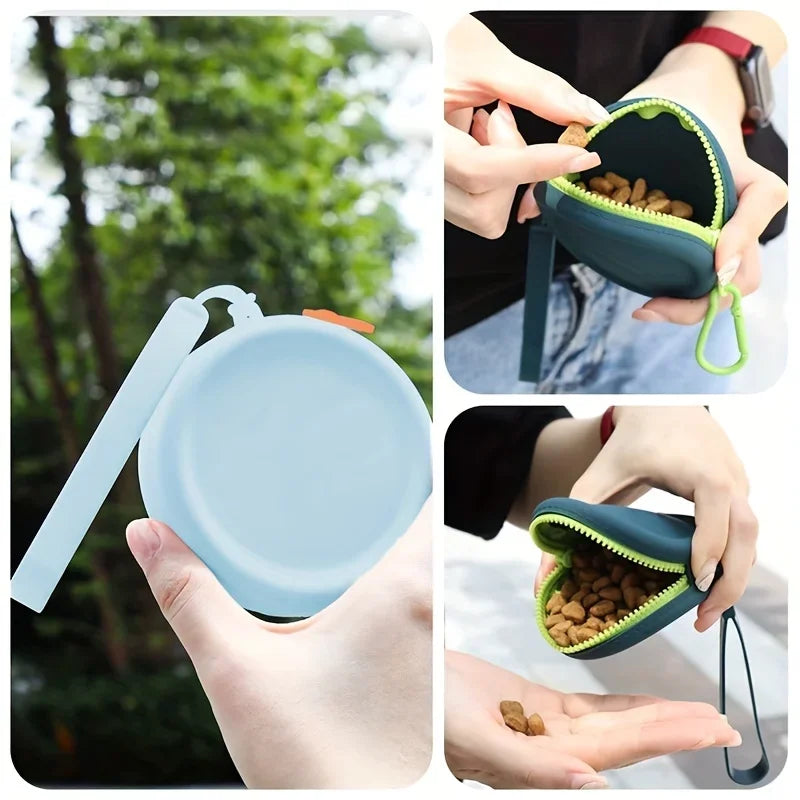 1Pc Pet Supplies Silicone Dog Food Bag Outdoor Training Dog Training Dog Treat Training Pouch Waterproof Dog Snack Training Bag