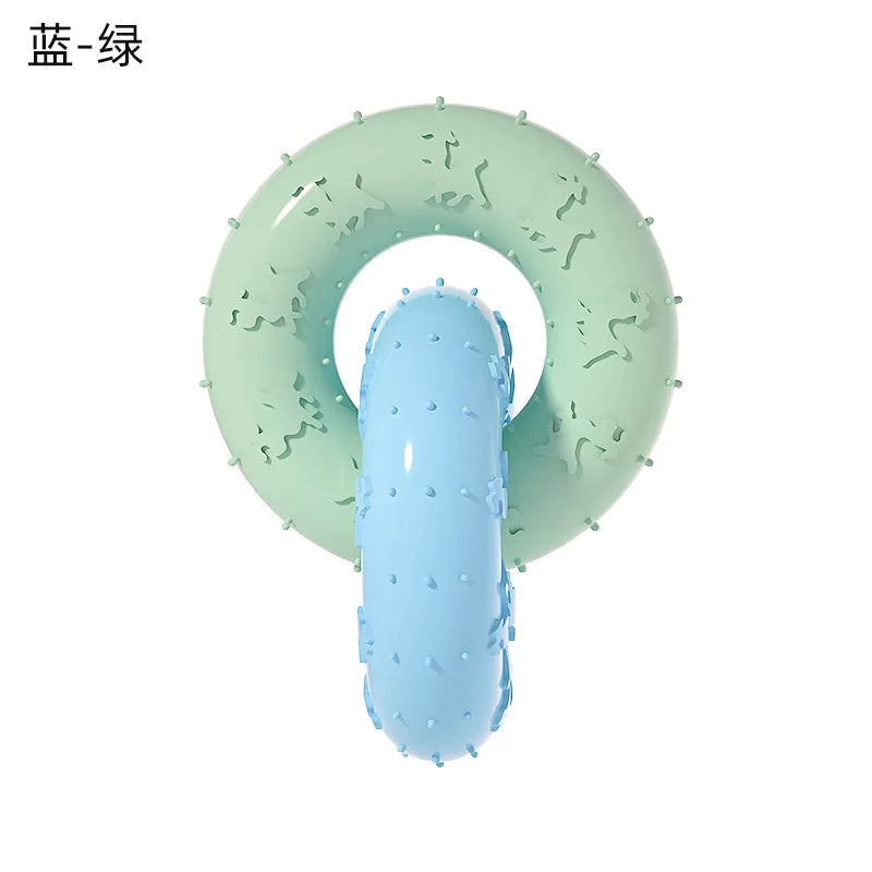 Dog Chew Toys for Cleaning Teeth Pink Soft Rubber Bone Funny Ball Interactive Donut Treat for Small Medium Dogs Pet Gifts