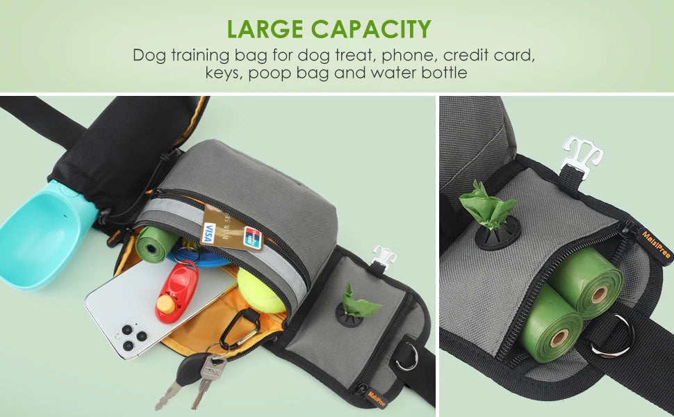 Dog Treat Bag for Training Outdoor Dog Treat Pouch Training Feeding Bag Multi-use Waist Bag Pet Trainer Prizes Holder Waist Bag