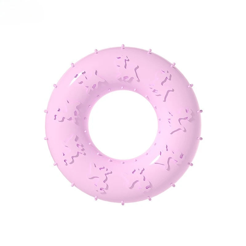 Dog Chew Toys for Cleaning Teeth Pink Soft Rubber Bone Funny Ball Interactive Donut Treat for Small Medium Dogs Pet Gifts