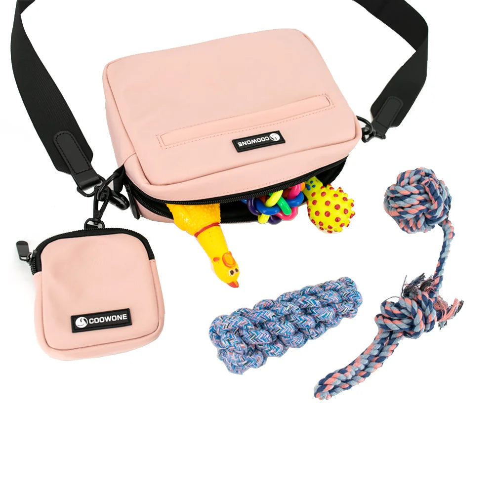 Dog Treat Pouch Waterproof Pet Training Treat Pouch Built-in Poop Bag Dispenser with Adjustable Shoulder Strap for Training