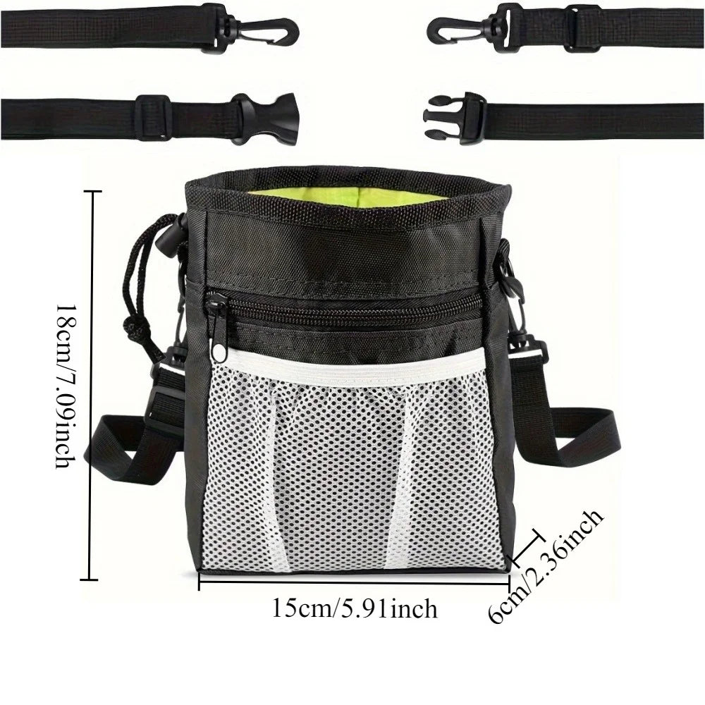 Pets First Dog Treat Training Pouch - Treat Bag for Kibble, Food, Toys, Accessories with Built-in Poop Bag Dispenser - Holder