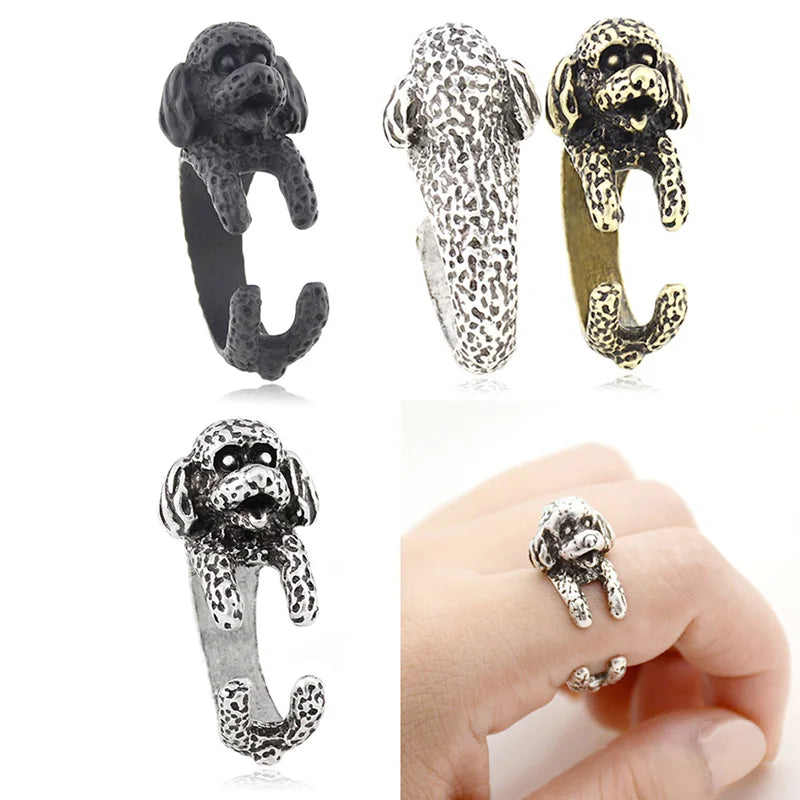 6 Style Pug & Poodle & Bichon & Chihuahua & Goldendoodle Dog Ring for Women Animal Midi Finger Metal Rings for Girls Men Jewelry